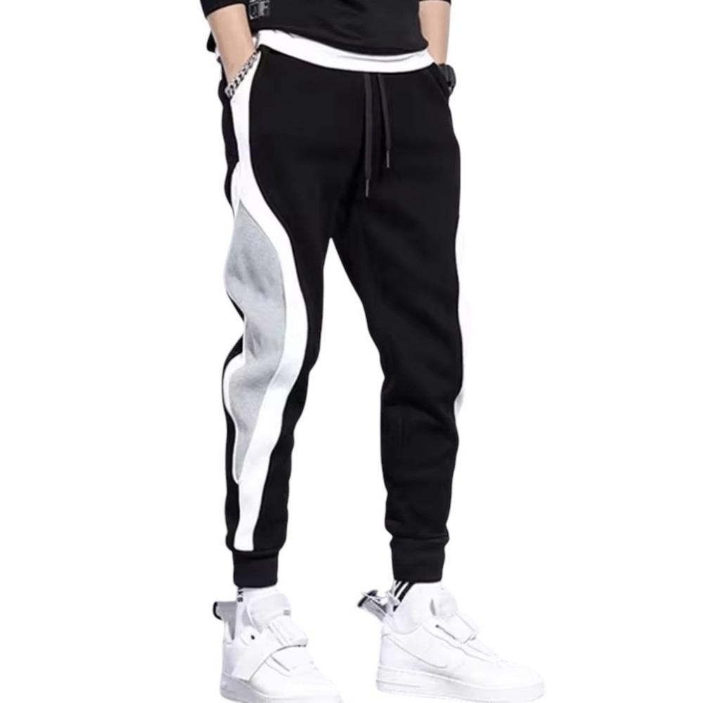 Men’s Stylish Black and White Drawstring Joggers